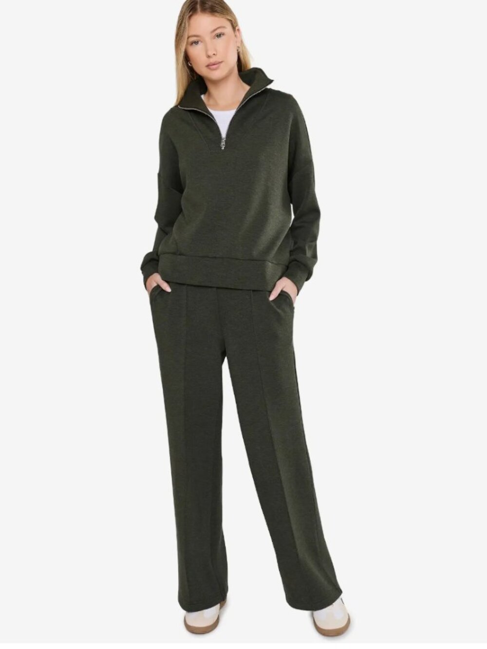 Varley - 30" The Wide Leg Pants - Olive Marl